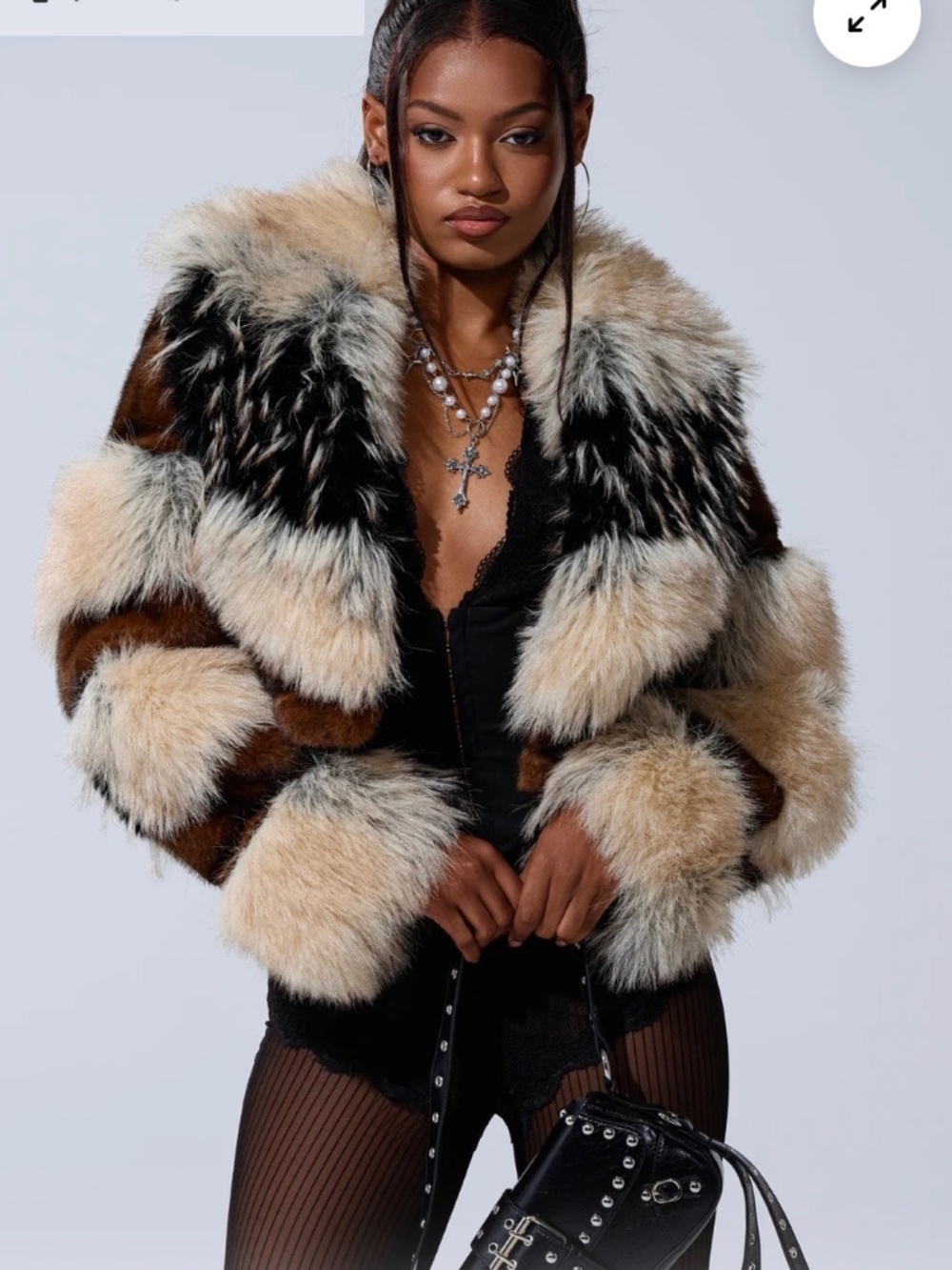 PORTIA CROPPED FAUX FUR JACKET - XL